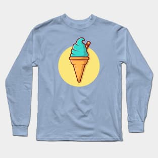 Ice Cream Cone Cartoon Vector Icon Illustration (5) Long Sleeve T-Shirt